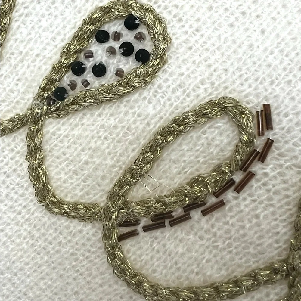 AND THE WHY oversized Cheers ivory part wool holiday sweater S/M M/L Combo Size - Picture 7 of 11